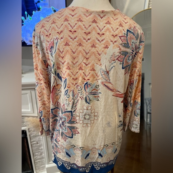 Chico's Multicolor Floral V-Neck Blouse - Picture 7 of 7